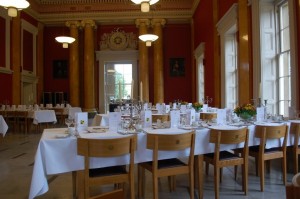 Downing College Dining Hall, set up for a formal dinner.